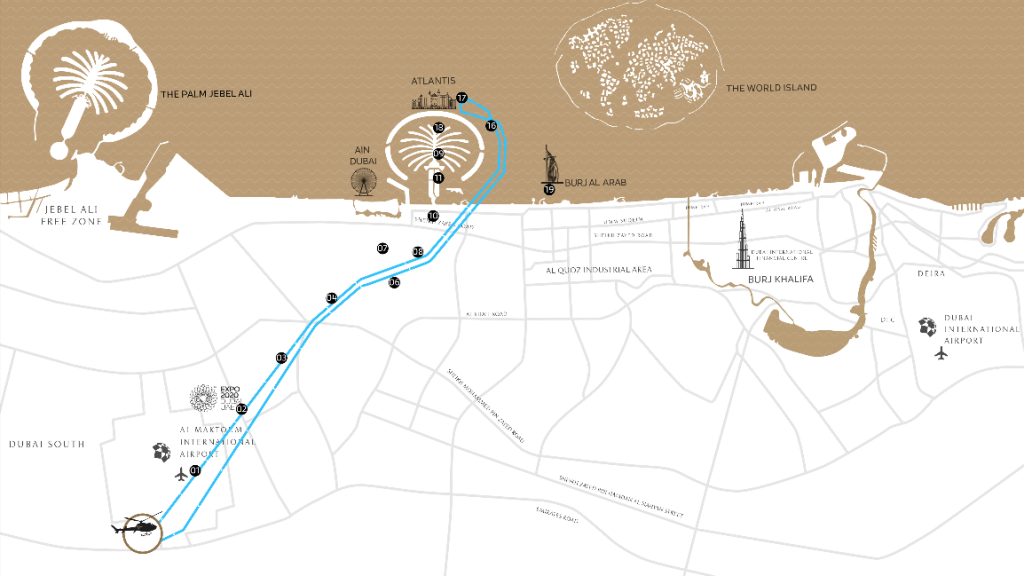 17 Mins Dubai Helicopter Route